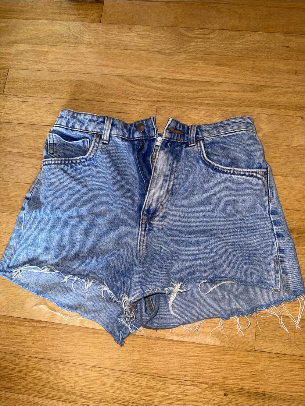 Zara Distressed Light Blue Denim Cutoff Shorts